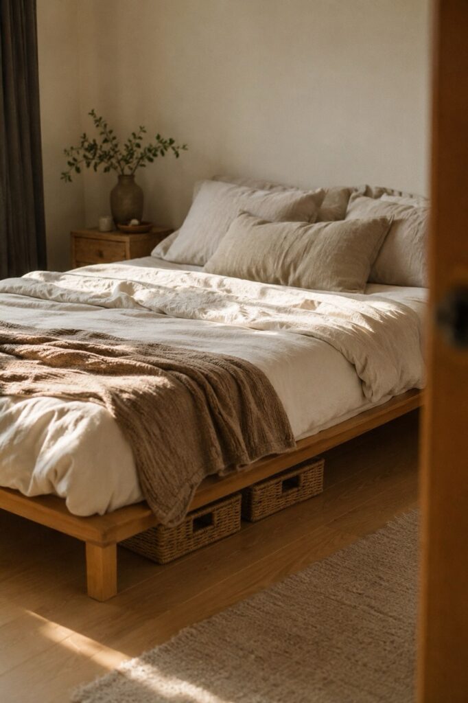 kleines-schlafzimmer-stauraum-unter-dem-bett