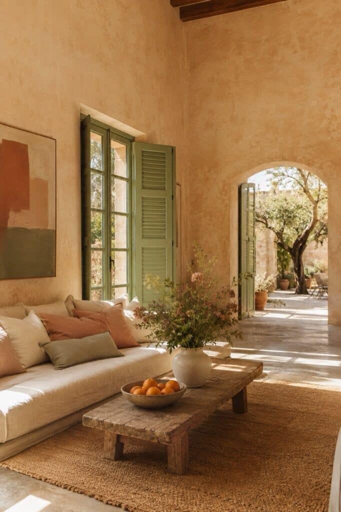 mediterran-einrichten-wohnzimmer-fensterlaeden